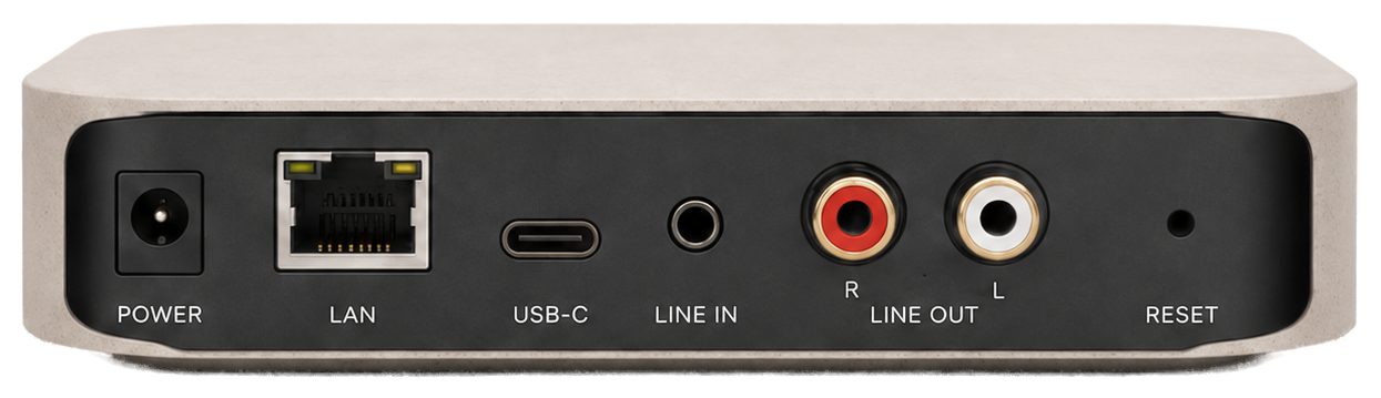 NeuraLink rear view with RCA line out ports